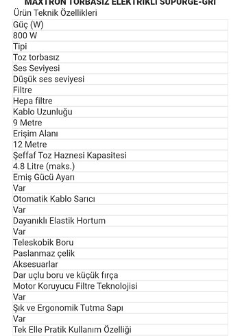 Gri Toz Torbasız Elektrikli Süpürge - Görsel 8