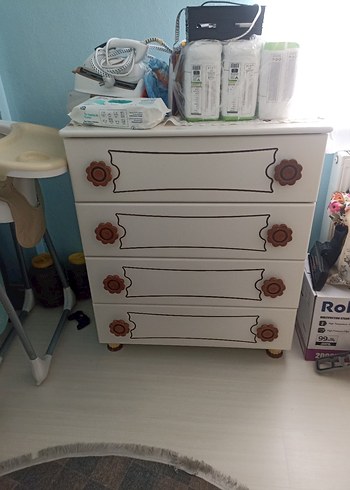 Beyaz Bebek Beşiği Denizci Dümeni Detaylı - Görsel 6