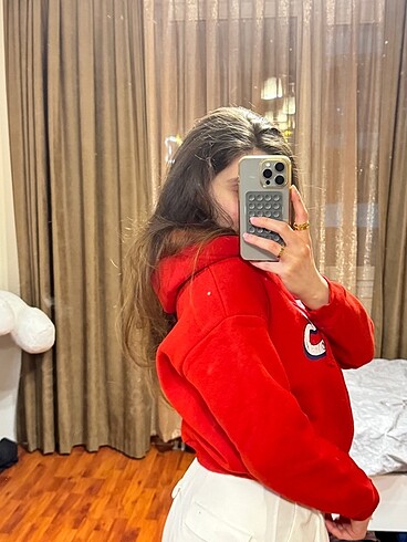 Kışlık kalın crop sweatshirt - Görsel 4