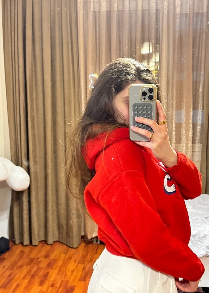 Kışlık kalın crop sweatshirt - Görsel 4