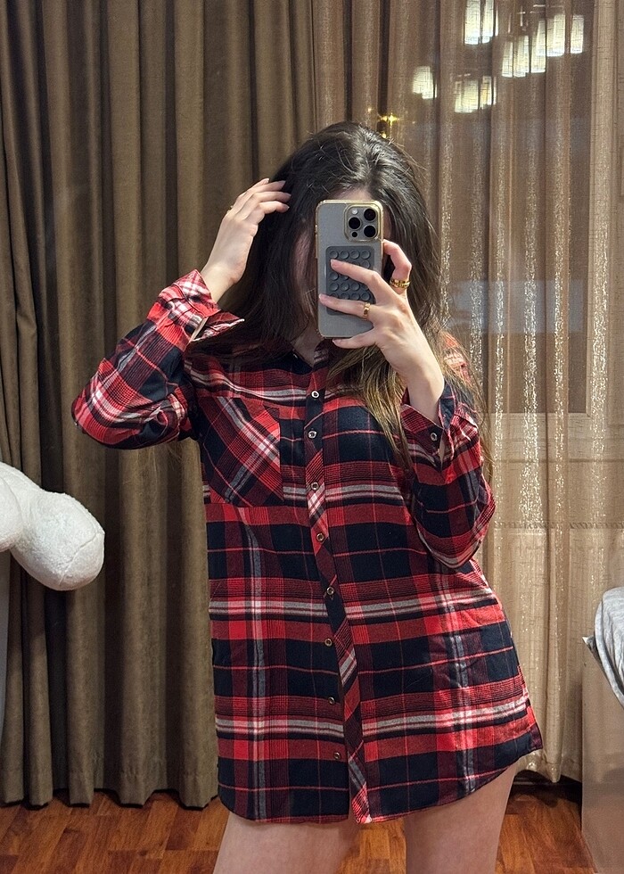 Kırmızı siyah ekoseli flanel gömlek - Görsel 4