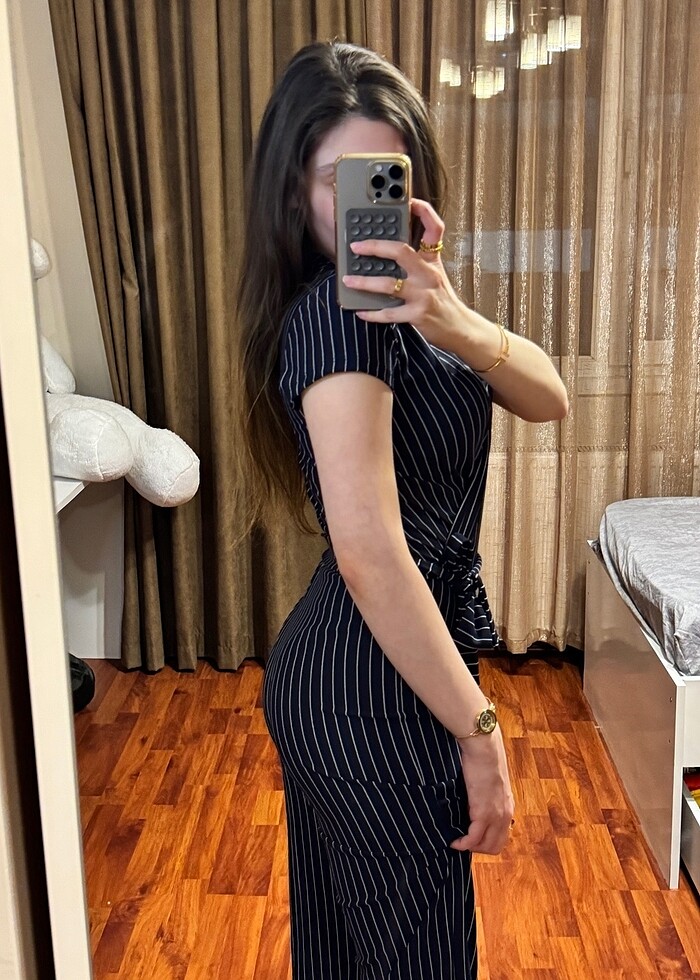 Şık Old Money Lacivert Tulum - Görsel 3