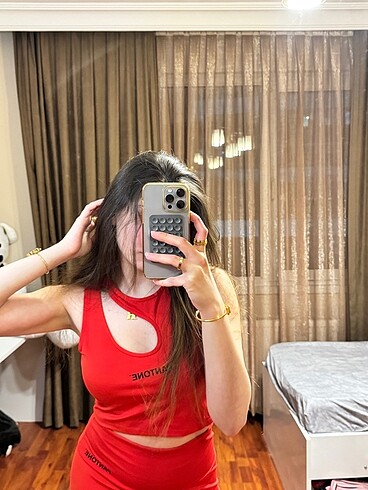 38 Beden bordo Renk Spor set tayt crop takım