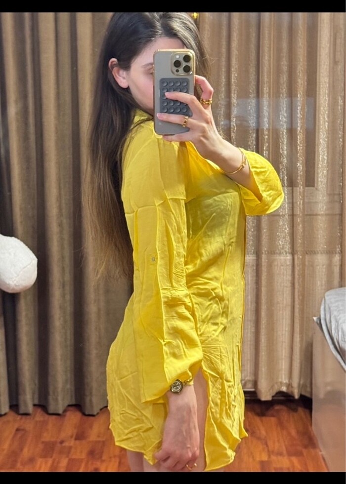 Sarı Tunik Gömlek Plaj ve GünlükŞıklık - Görsel 2