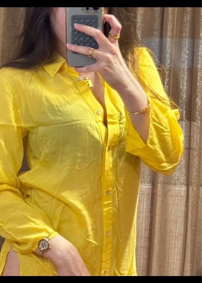 Sarı Tunik Gömlek Plaj ve GünlükŞıklık - Görsel 4