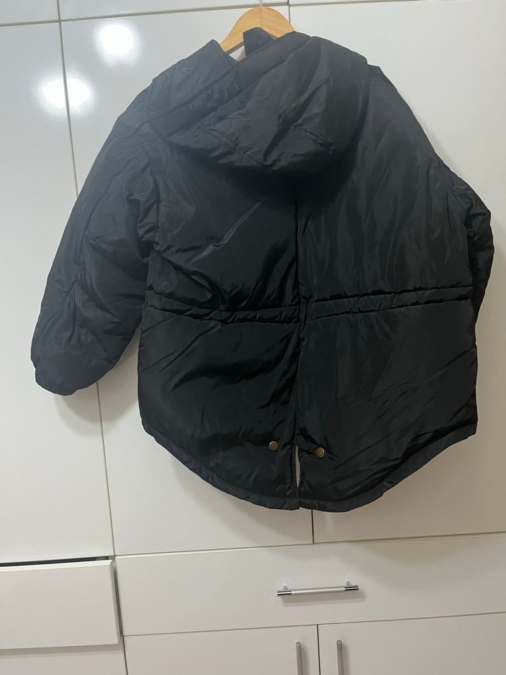 Düğmeli Siyah Kadın Midi Mont - Görsel 2