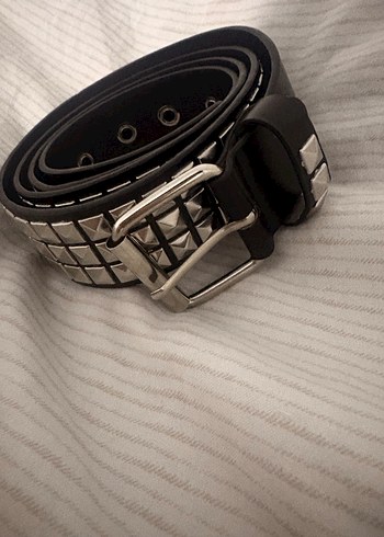 Siyah Deri Gotik zımbalı Kemer - Görsel 3