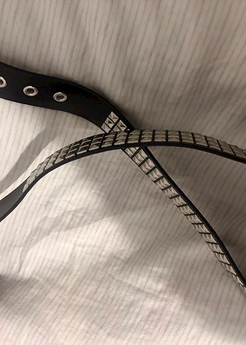 Siyah Deri Gotik zımbalı Kemer - Görsel 5