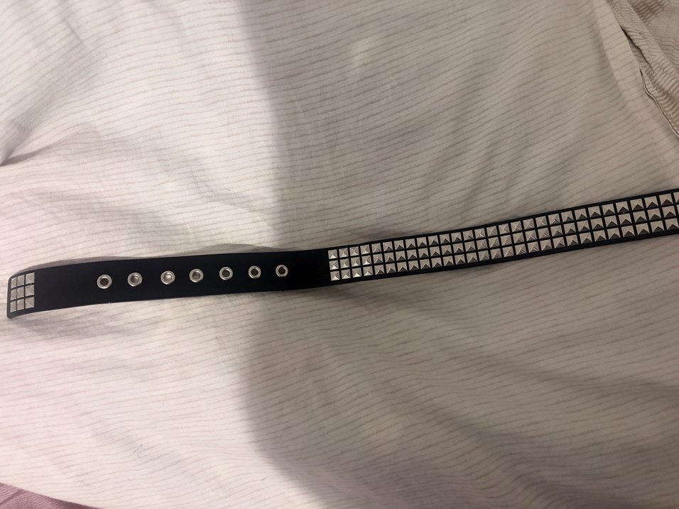 Siyah Deri Gotik zımbalı Kemer - Görsel 4