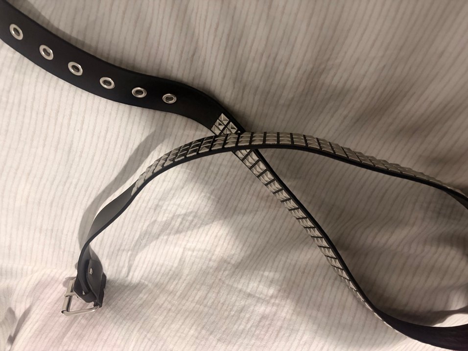 Siyah Deri Gotik zımbalı Kemer - Görsel 5