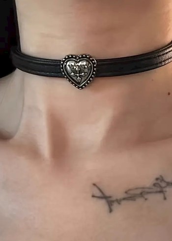 Siyah Deri Gotik choker kolye - Görsel 2