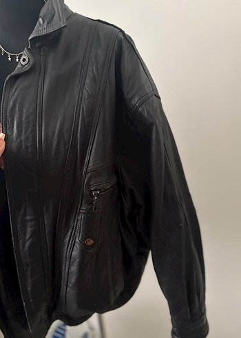 Siyah Deri Vintage Goth Ceket - Görsel 5