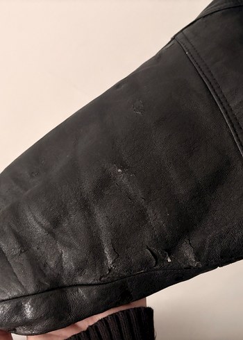 Siyah Deri Vintage Goth Ceket - Görsel 9