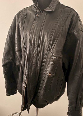 Siyah Deri Vintage Goth Ceket - Görsel 4
