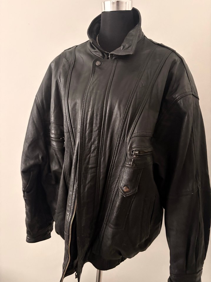 Siyah Deri Vintage Goth Ceket - Görsel 2