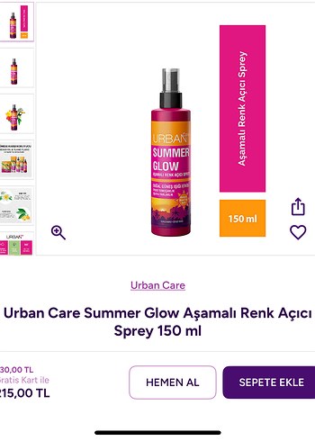 Urban Care Urban Summer Glow Renk Açıcı Sprey
