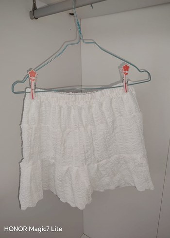 Zara Beyaz Dalgalı Desenli Kumaş Etek