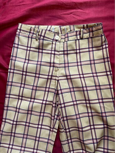 s Beden Çizgili çok renkli retro stayl geniş paça pantolon