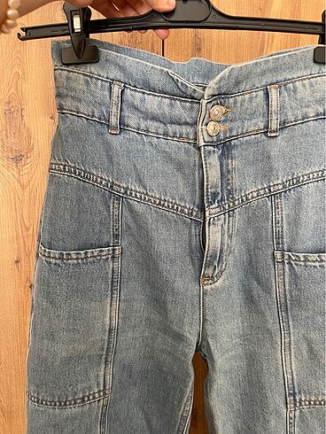 34 Beden Ultra yüksek bel paperbag jean