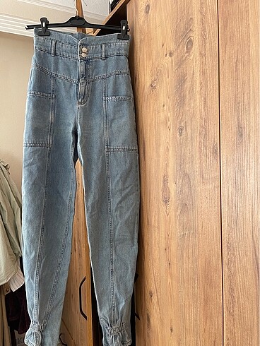 Ultra yüksek bel paperbag jean