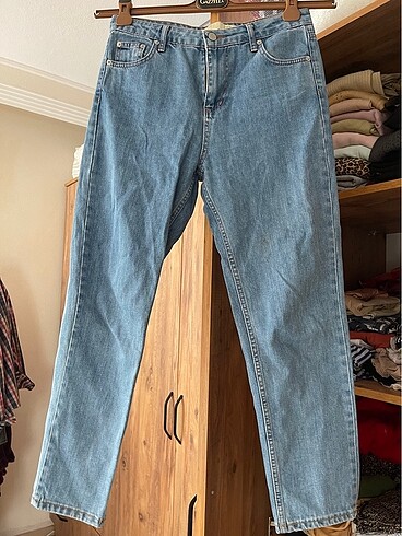 m Beden mavi Renk Mom jean