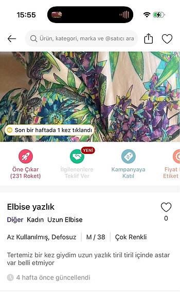 m Beden çeşitli Renk Çiçekli elbise