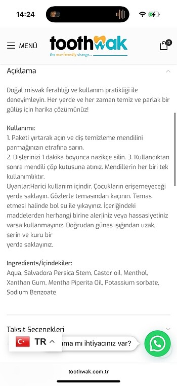 Diğer Tootwak diş temizleme mendili