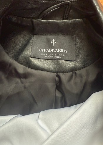 s Beden siyah Renk Stradivarius Siyah Parlak Deri Biker Ceket unisex