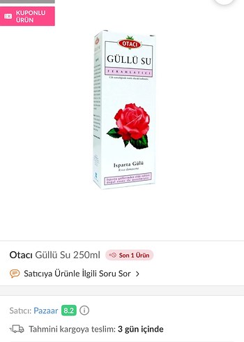 Otacı güllü su tonik