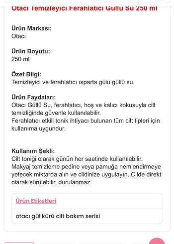 Diğer Otacı güllü su tonik