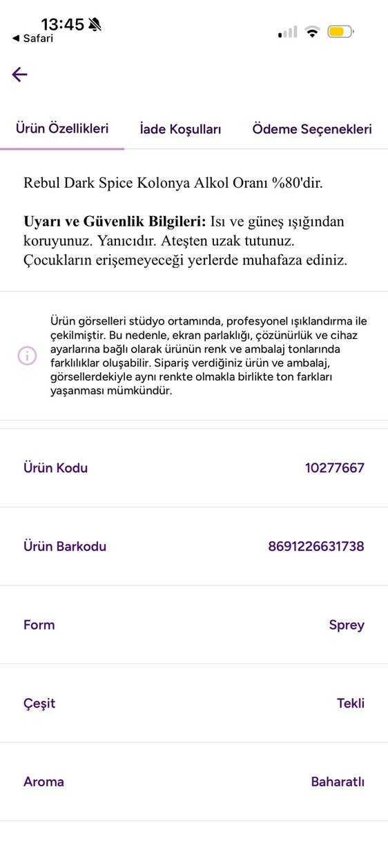 Rebul Dark Spice Baharat Kolonyası Sprey - Görsel 3