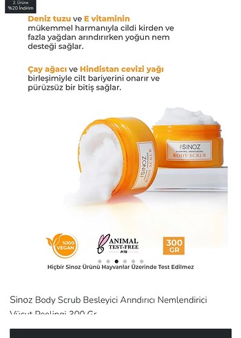 Sinoz Besleyici Vücut Peelingi 200 gr - Görsel 2