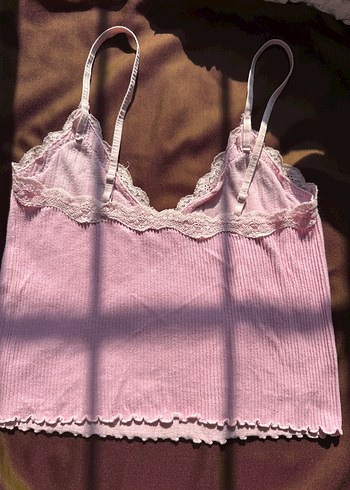 36 Beden Stradivarius Pembe Dantel Detaylı Midi Bralet
