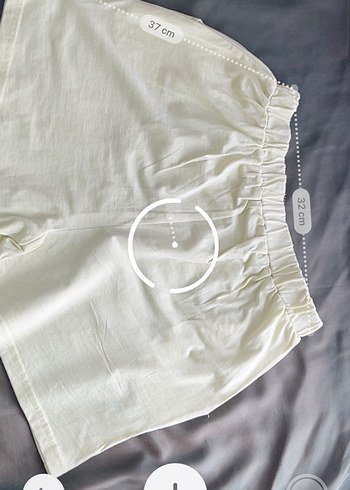 Beyaz Keten Hamile Midi Şort - Görsel 4