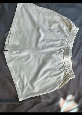 Beyaz Keten Hamile Midi Şort - Görsel 3