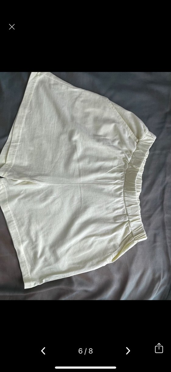 Beyaz Keten Hamile Midi Şort - Görsel 2