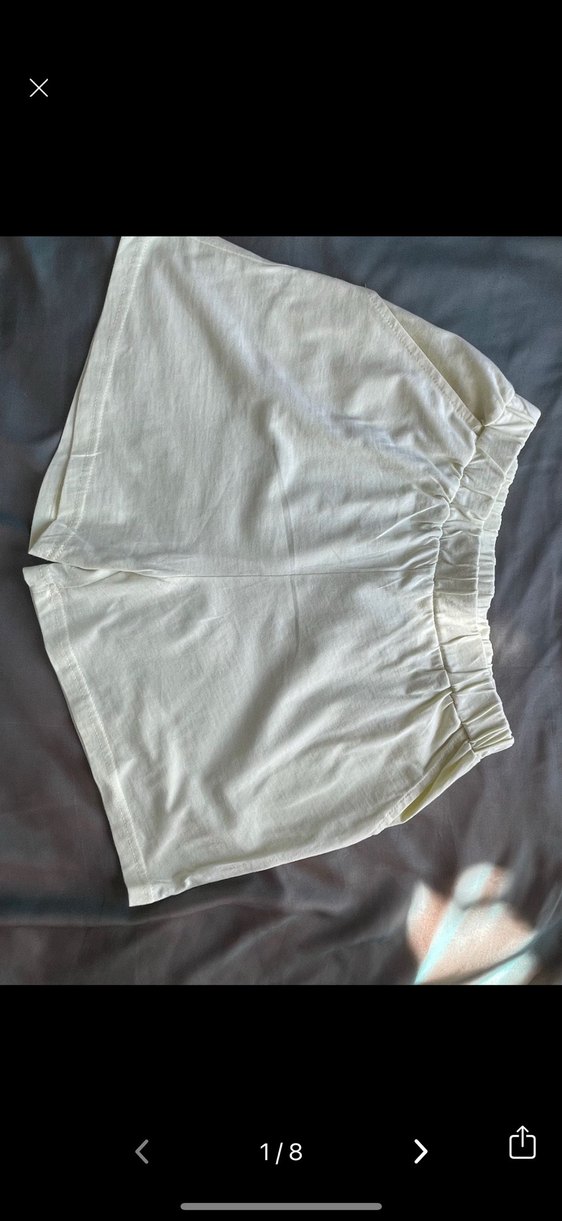 Beyaz Keten Hamile Midi Şort - Görsel 3