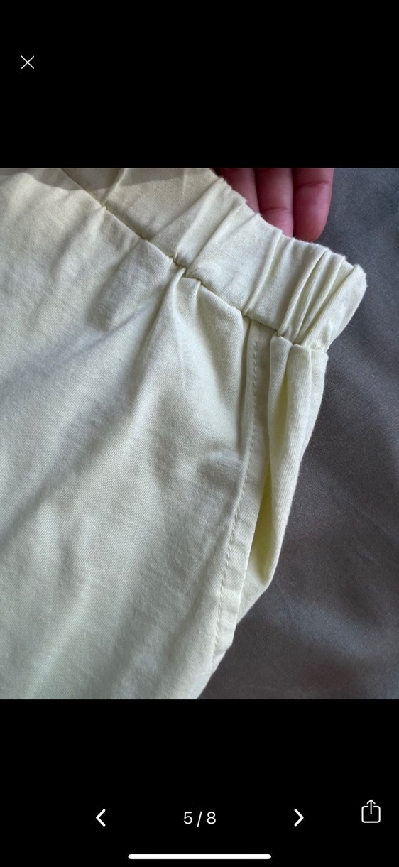 Beyaz Keten Hamile Midi Şort - Görsel 5