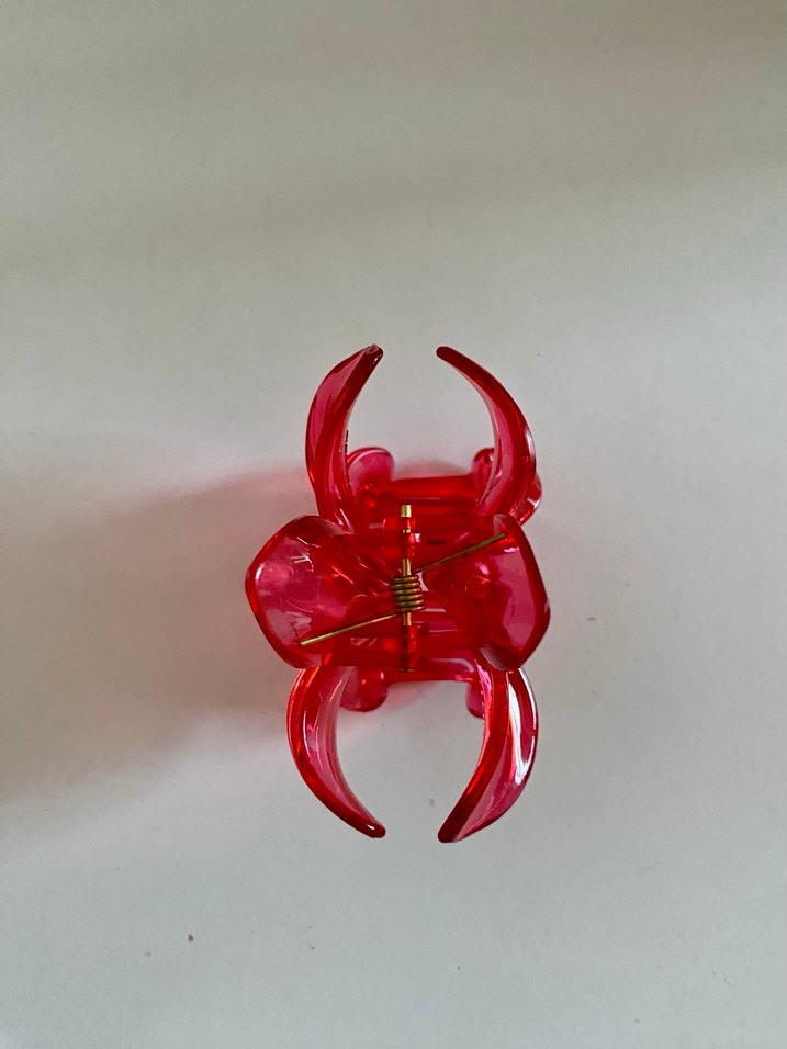 Şeffaf Kırmızı lotus çiçek Saç Tokası - Görsel 2