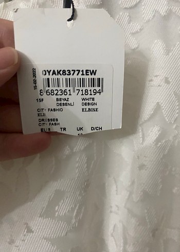 l Beden Dantel İşlemeli Beyaz Uzun Elbise