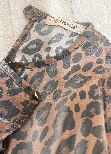 m Beden Leopar Elbise