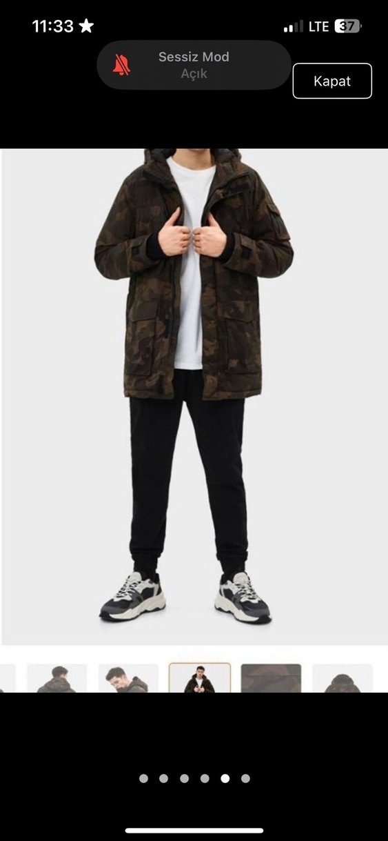 Kahverengi Kamuflaj Kemerli Erkek Mont - Görsel 2
