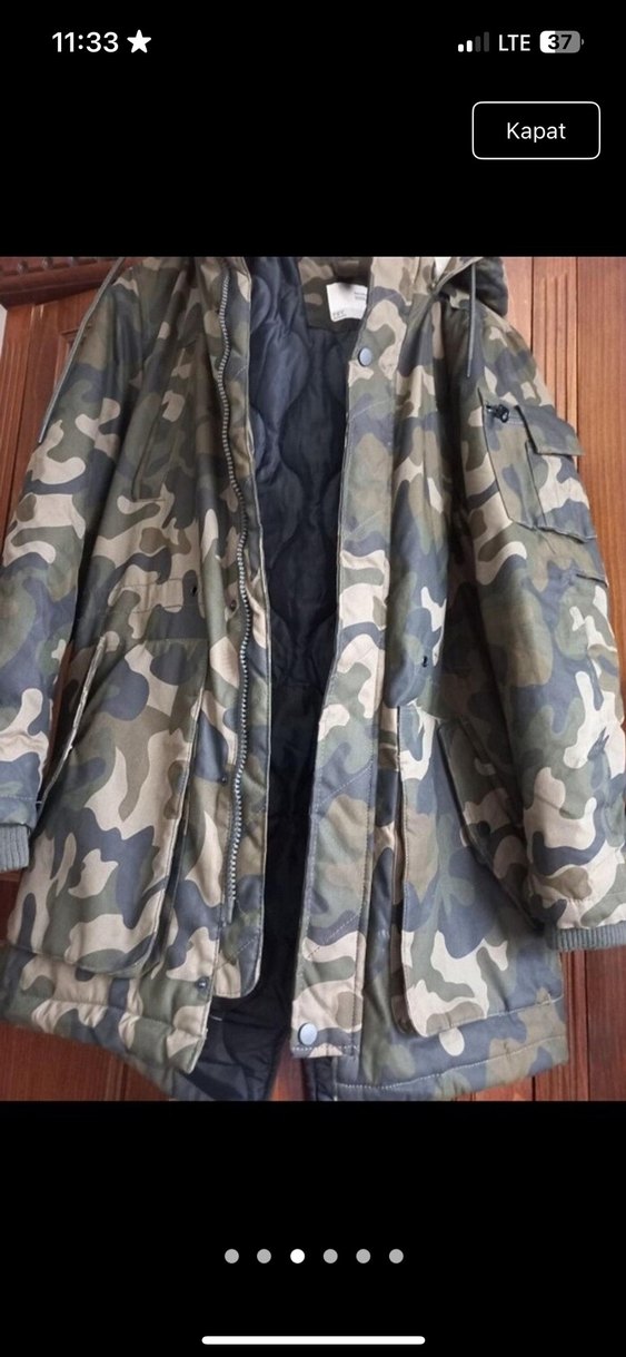 Kahverengi Kamuflaj Kemerli Erkek Mont - Görsel 3