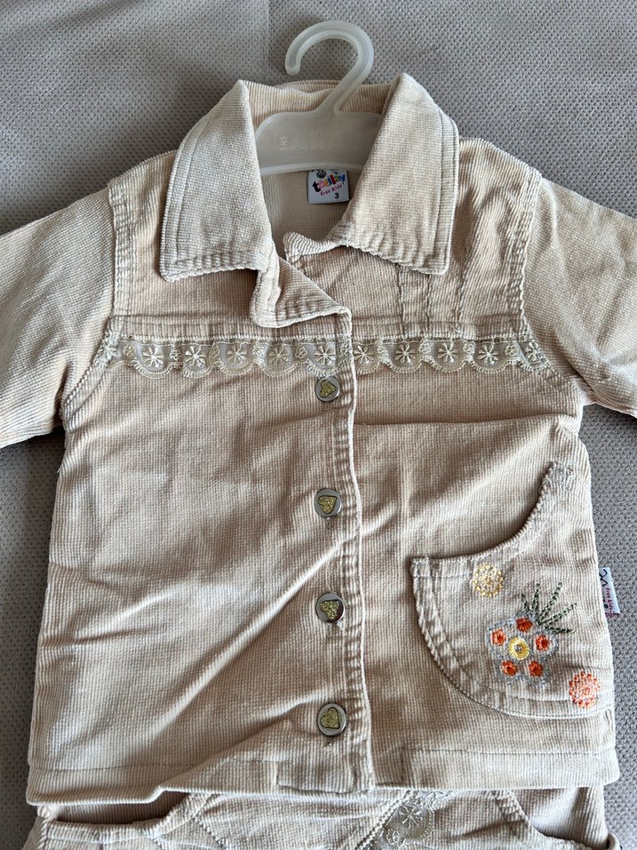 Nakışlı Bej Kız Çocuk Bohem Takım - Görsel 3