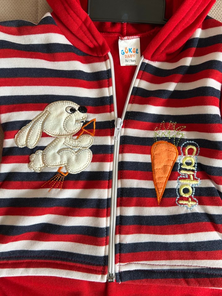 Kapüşonlu, Fermuarlı Kırmızı Çocuk Takımı - Görsel 3