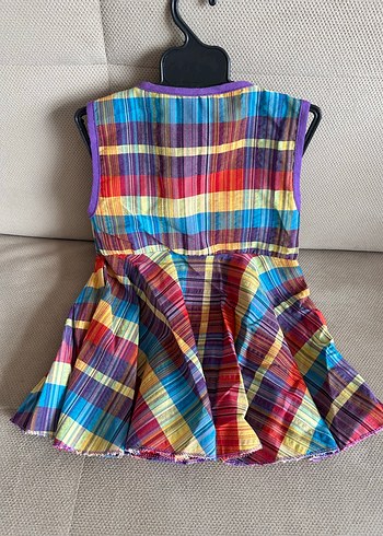 Renkli Pileli Kız Çocuk Elbisesi - Görsel 2