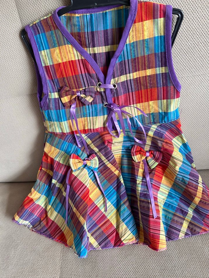 Renkli Pileli Kız Çocuk Elbisesi - Görsel 3