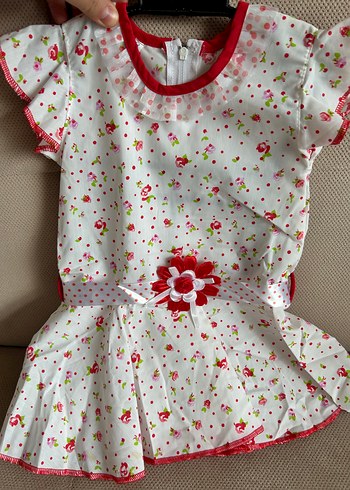 Kız Çocuk Beyaz Renkli Çiçekli Elbise - Görsel 3