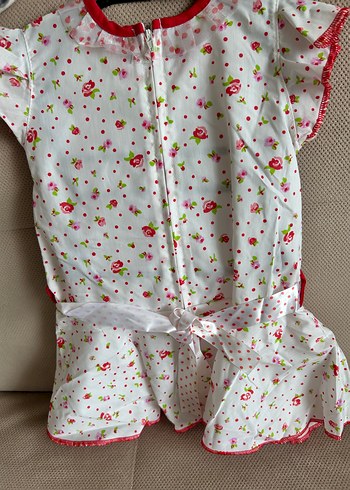 Kız Çocuk Beyaz Renkli Çiçekli Elbise - Görsel 4