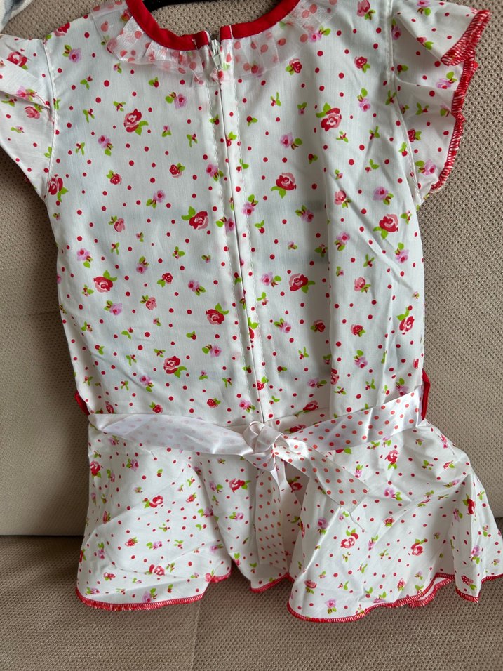 Kız Çocuk Beyaz Renkli Çiçekli Elbise - Görsel 4